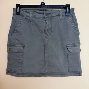 Ashley Mason Cargo Mini Skirt Army Olive Green Medium Canvas Pockets